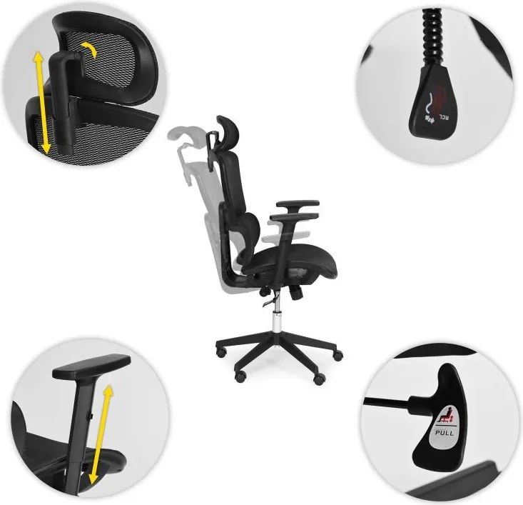 Kancelárska otočná stolička s ergonomickým nastavením výšky, čierna