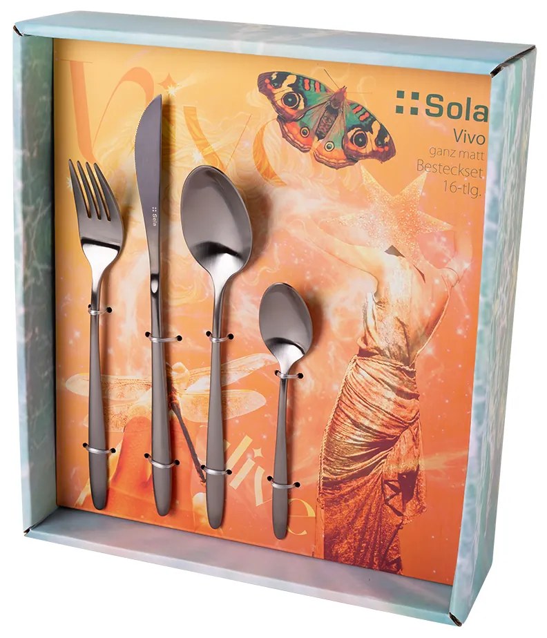 Príborový set 16 ks – Vivo PVD Light Grey matný - 140303