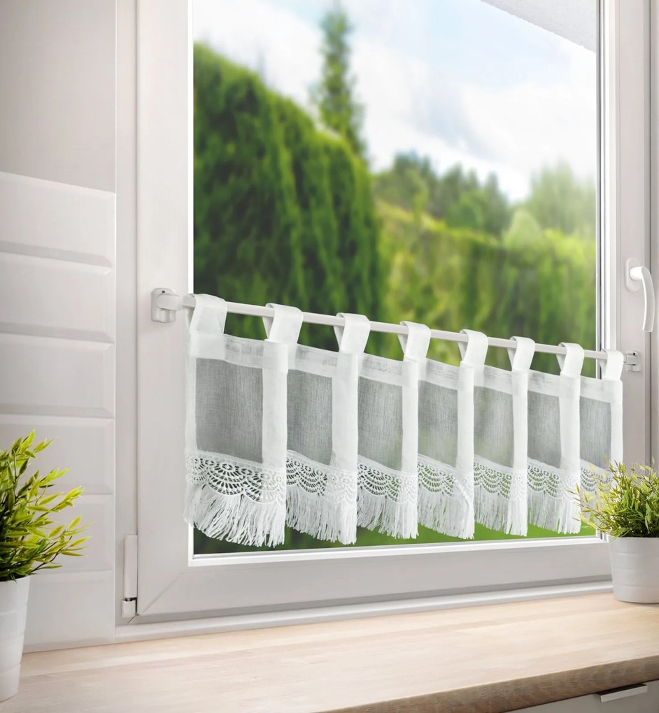 KRÁTKA ZÁCLONA NA PÚTKACH ROXANA 30X150 CM BIELA