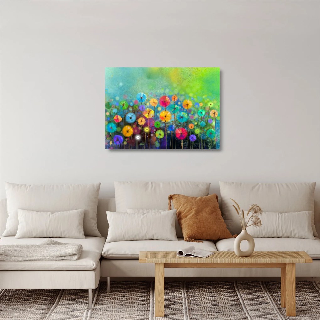 Sklenený obraz - Abstraktné kvety (70x50 cm)