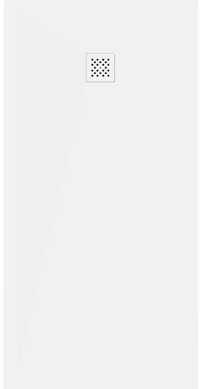 Mexen Stone+, obdĺžniková vanička z minerálneho kompozitu 160 x 80 cm, biela, biela krytka, 44108016-W