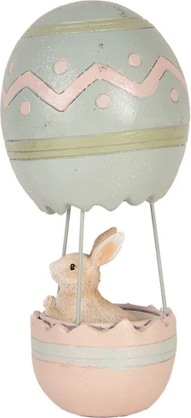 Ružovo-modrá dekorácia králik v balóne - Ø 12*25 cm