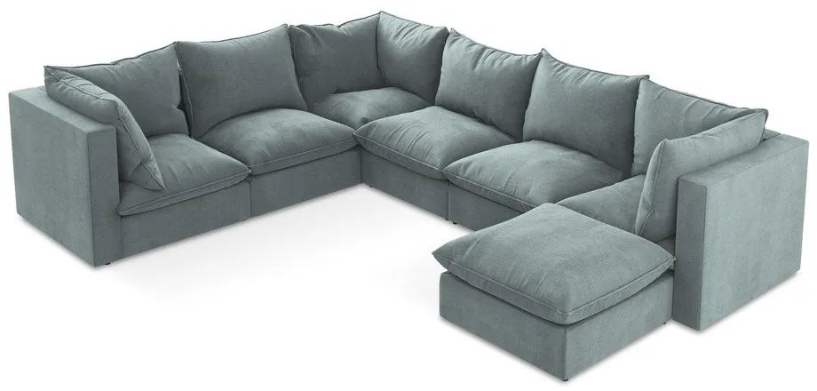 Modrá rohová pohovka (ľavý roh/do tvaru "U") Manao – Makamii