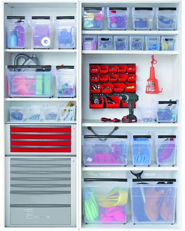 Úložný box, úzky s madlom, systémový NUK, 58x38x38, 49 l