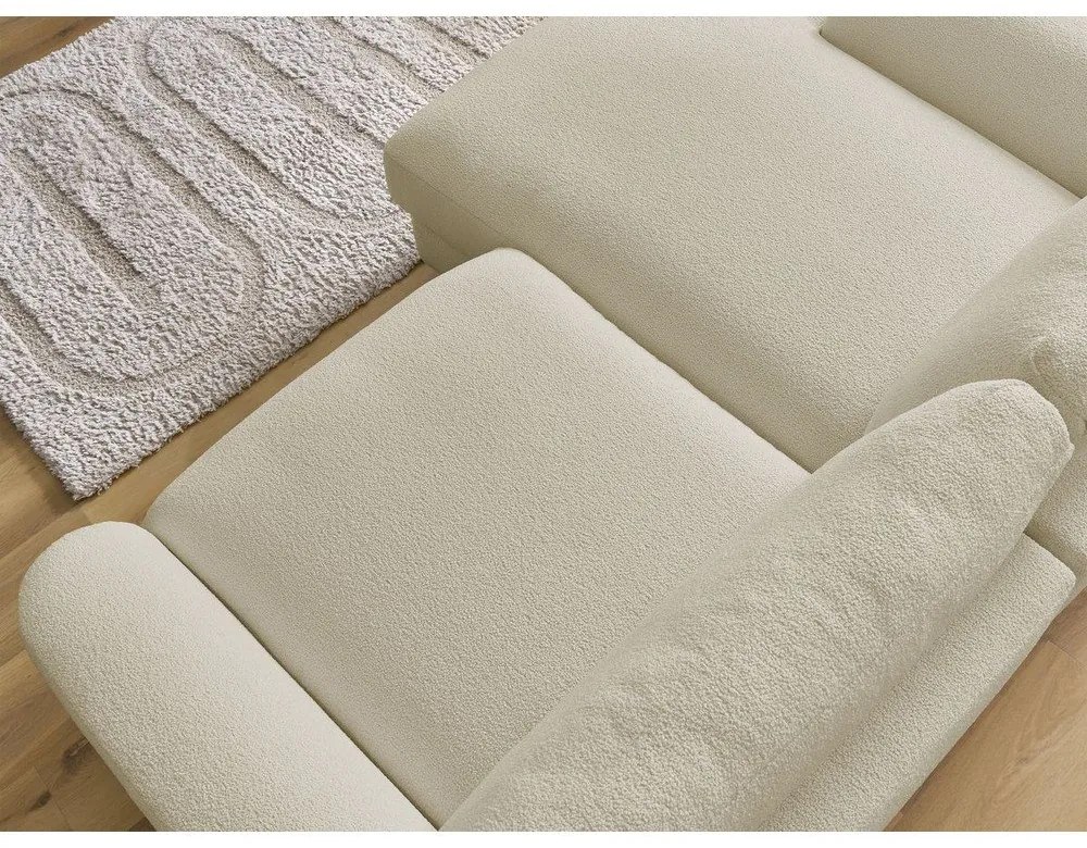 Béžová rohová pohovka z textílie buklé (ľavý roh/s leňoškou) Leonore – Bobochic Paris