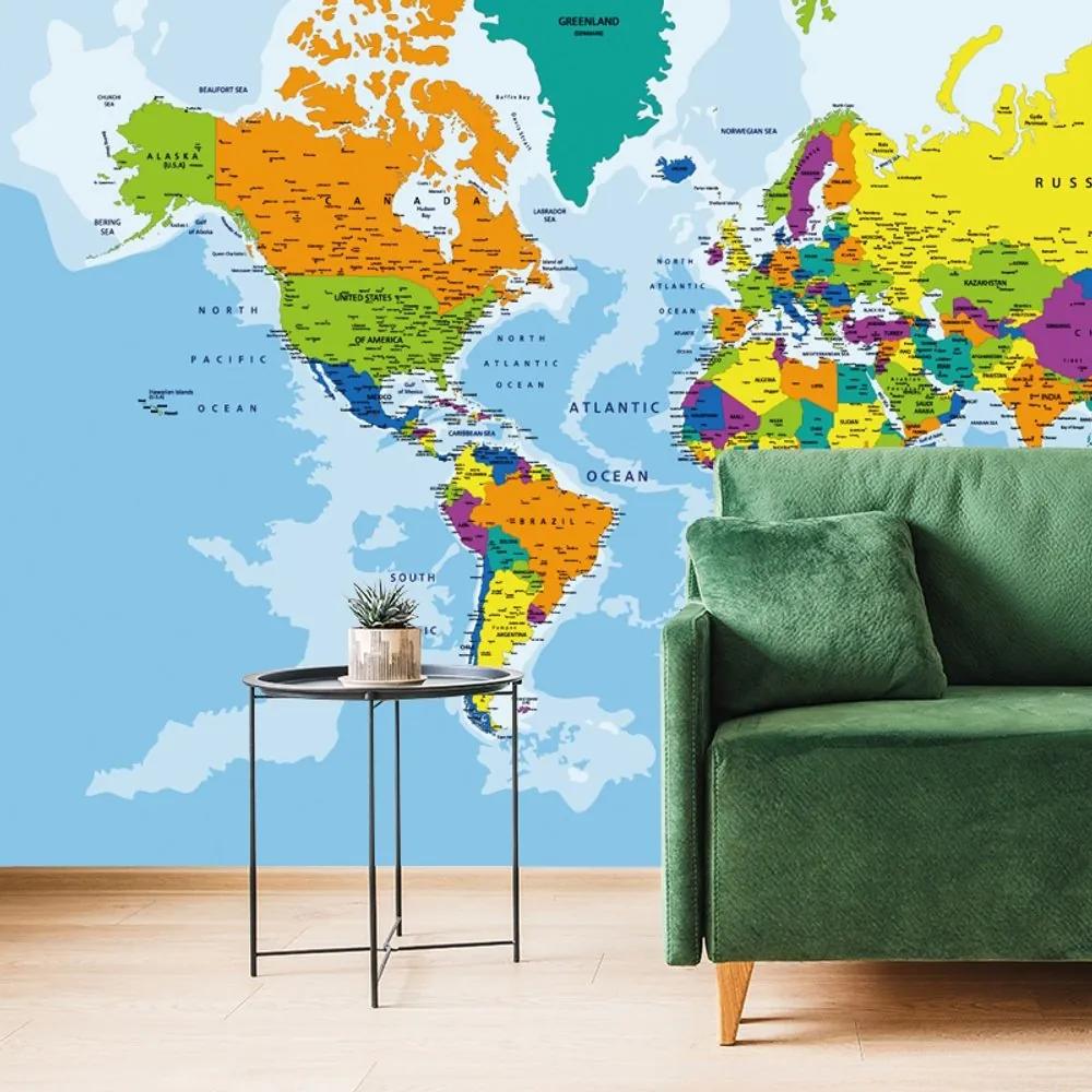 Tapeta farebná mapa sveta - 225x150