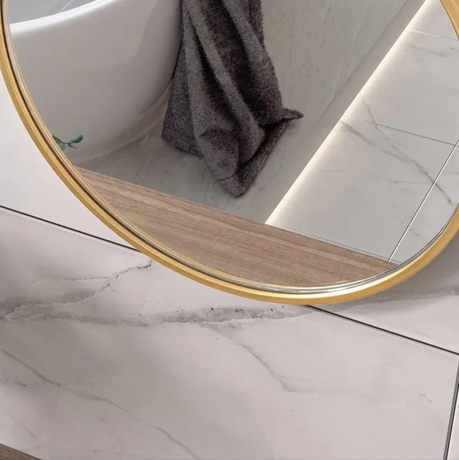 Erga Round, okrúhle zrkadlo 30cm, zlatý rám, ERG-V01-ROUND-3030-GD