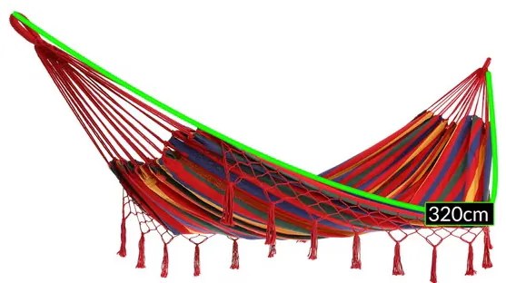 InternetovaZahrada Hojdacia sieť so strapcami 320x150 cm - červená