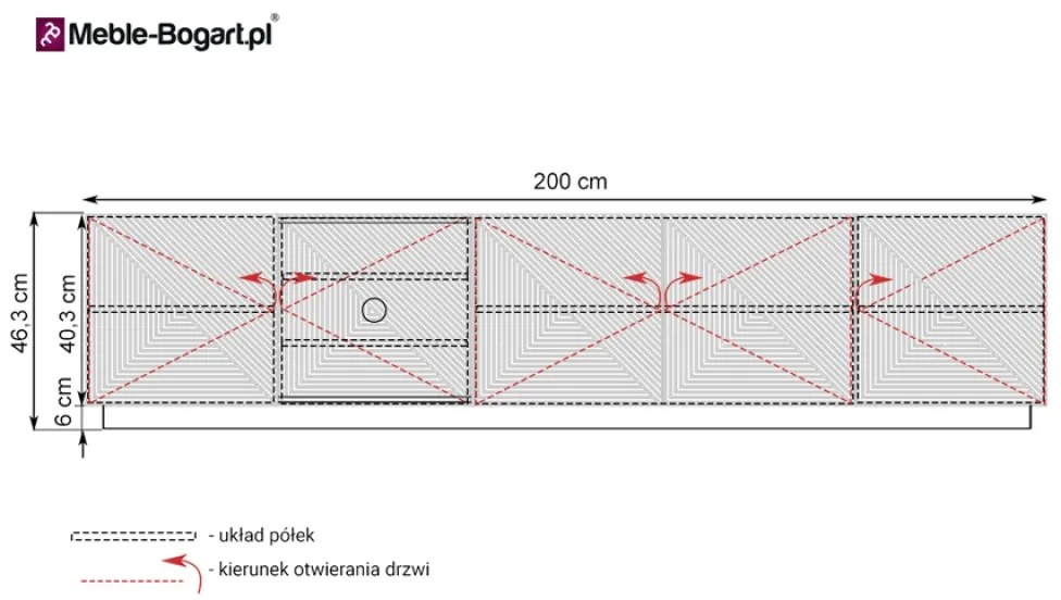 Moderný TV stolík Asha 200 cm - biely mat