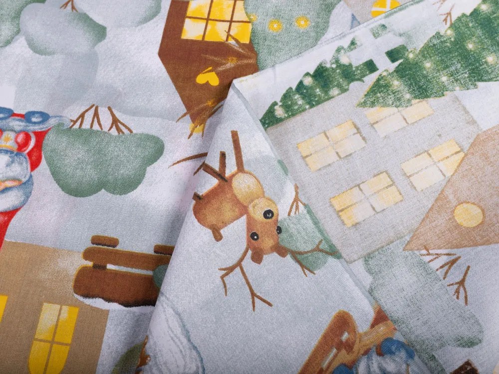 Biante Vianočný bavlnený záves Sandra SA-405 Dedinka škriatkov 150x150 cm