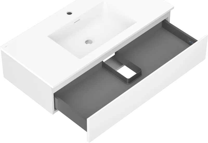 Mexen Orio, kúpeľňová skrinka 100 cm s umývadlom Otis, 1 zásuvka, biela matná, 91A10-10023-1-BF01-W18M01