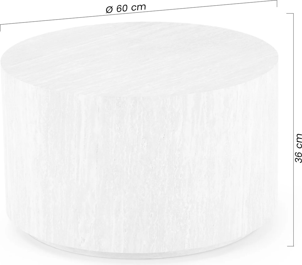 Kombinácia okrúhlych konferenčných stolíkov Novula 60 a 45 cm - travertín