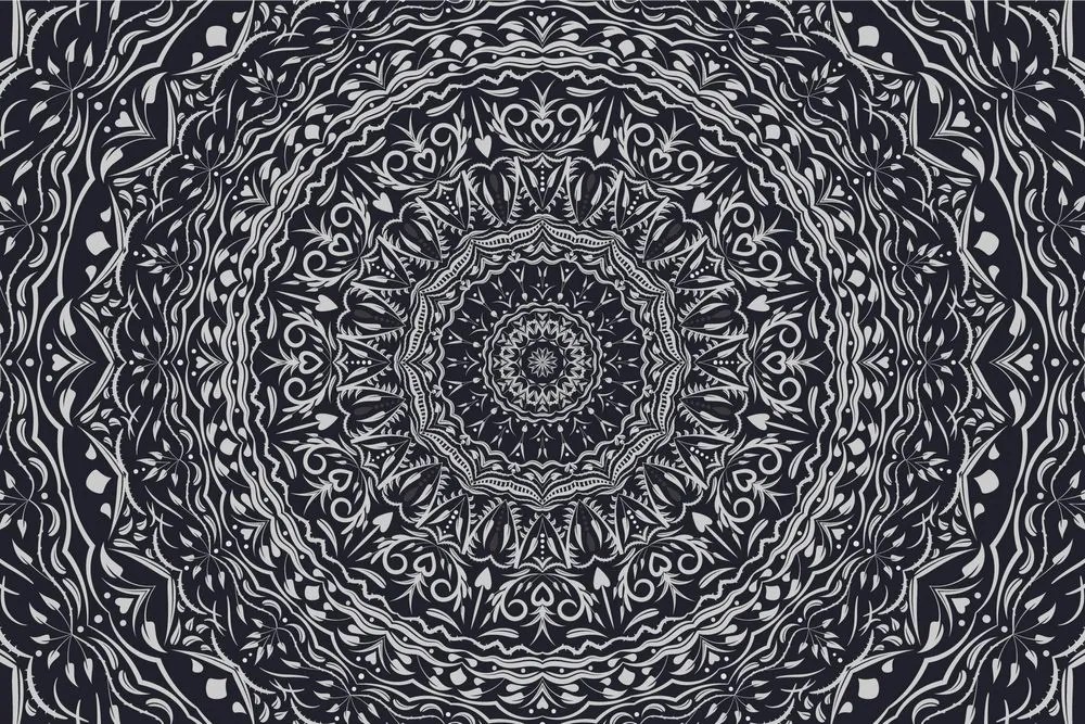 Tapeta Mandala vo vintage štýle v čiernobielom - 150x100