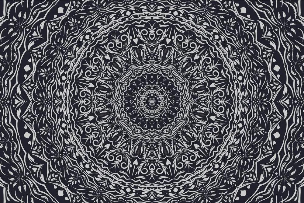 Tapeta Mandala vo vintage štýle v čiernobielom - 300x200