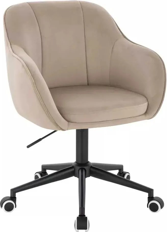 LuxuryForm DESIGN Stolička AVOLA VELUR na čiernej podstave s kolieskami - latte