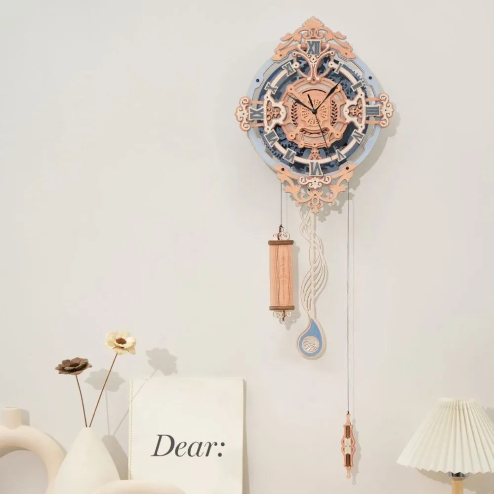 Robotime Rokr 3D dřevěné puzzle Romantické nástěnné hodiny 231 ks