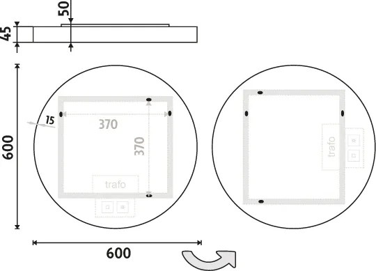 Nimco Biele LED zrkadlo pr. 600 s dvoma dotykovými senzormi - ZPB 31000RVX-05
