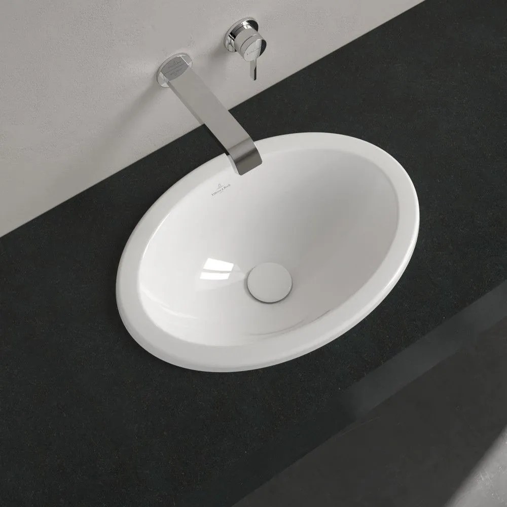 VILLEROY & BOCH Loop & Friends oválne zápustné umývadlo bez otvoru, s prepadom, 505 x 360 mm, biela alpská, 4A610001