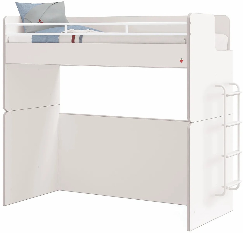 Vyvýšená posteľ s rebríkom Pure Modular - biela