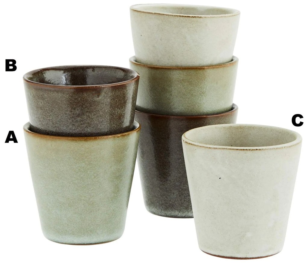 MADAM STOLTZ Kameninová šálka Grey Stoneware 100 ml B - tmavě šedá