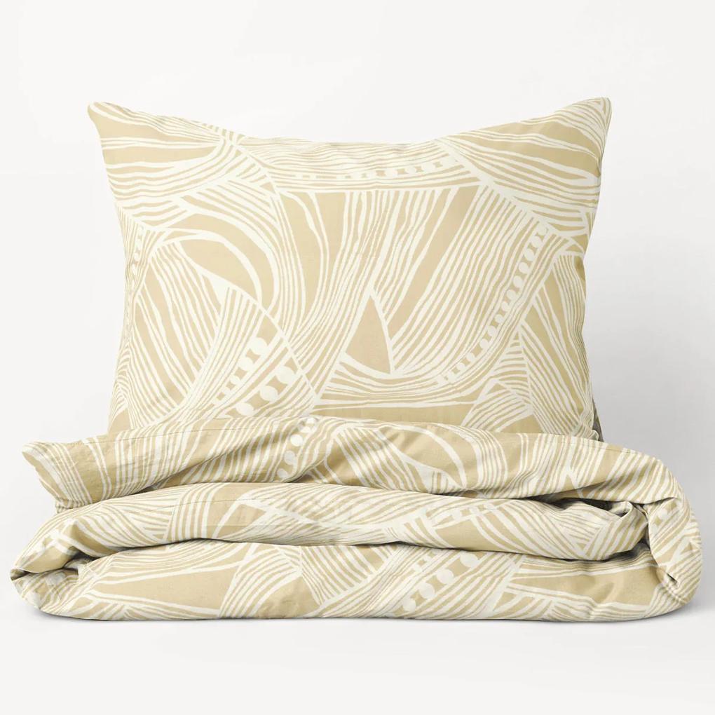 Goldea bavlnené posteľné obliečky - vzor 808 tropické listy na zlatom 200 x 200 a 2ks 70 x 90 cm