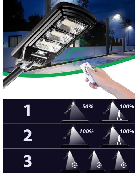 LED Solárna pouličná lampa so senzorom LED/180W/6V 6500K IP65 + diaľkové ovládanie