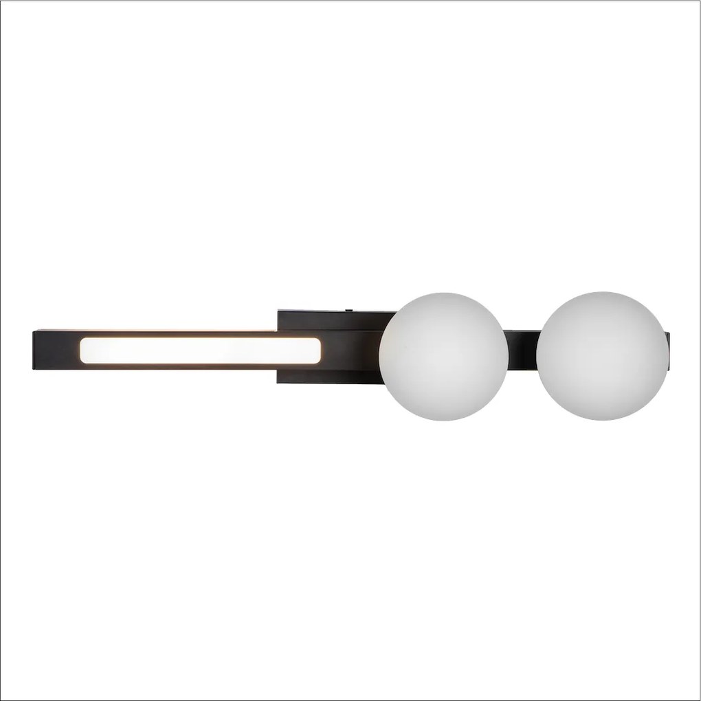 Nástenné svietidlo Magnet2, 2x biele sklenené tienidlo + 1x LED 13W, b