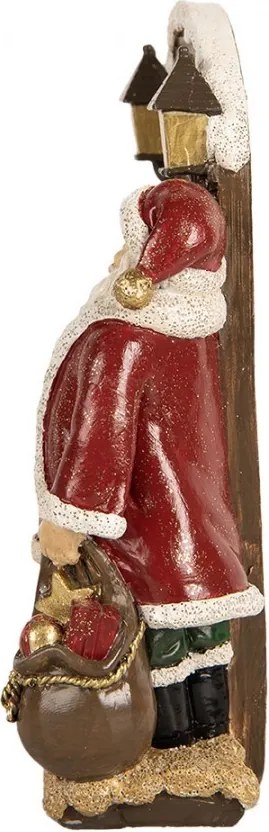 Červená vianočná dekorácia Santa Claus pri dverách - 18*7*20 cm