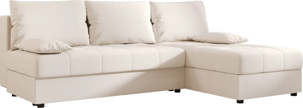 Rozkladacia obojstranná sedacia súprava do L VENORIA SLIM 200x143 cm, krémová + 2 vankúšiky ZDARMA