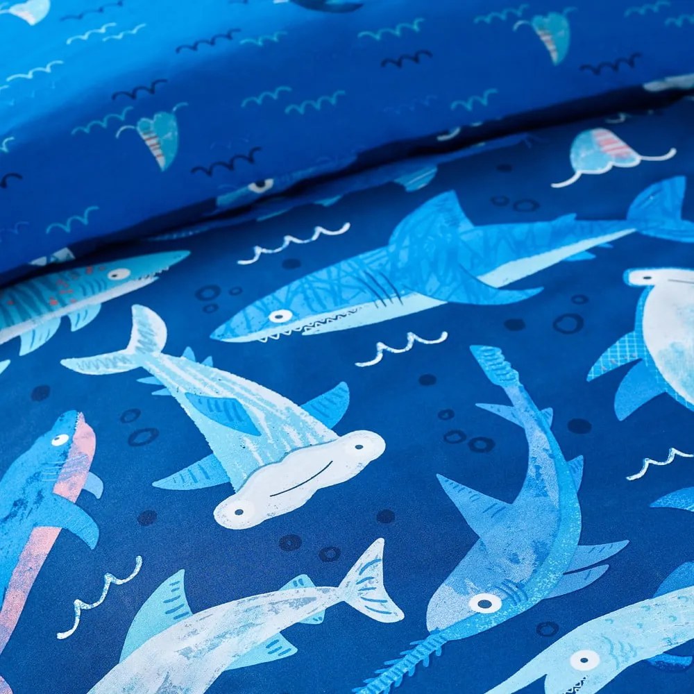 Modré detské obliečky na jednolôžko 135x200 cm Jawsome Shark – Catherine Lansfield