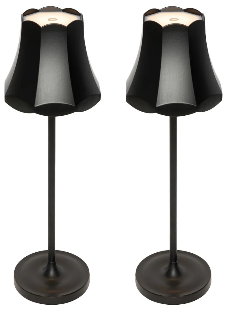 Sada 2 retro stolných lámp čiernych nabíjateľných IP44 - Granny