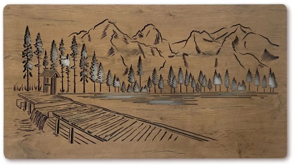 Led obraz hory, les a jazero na batériu