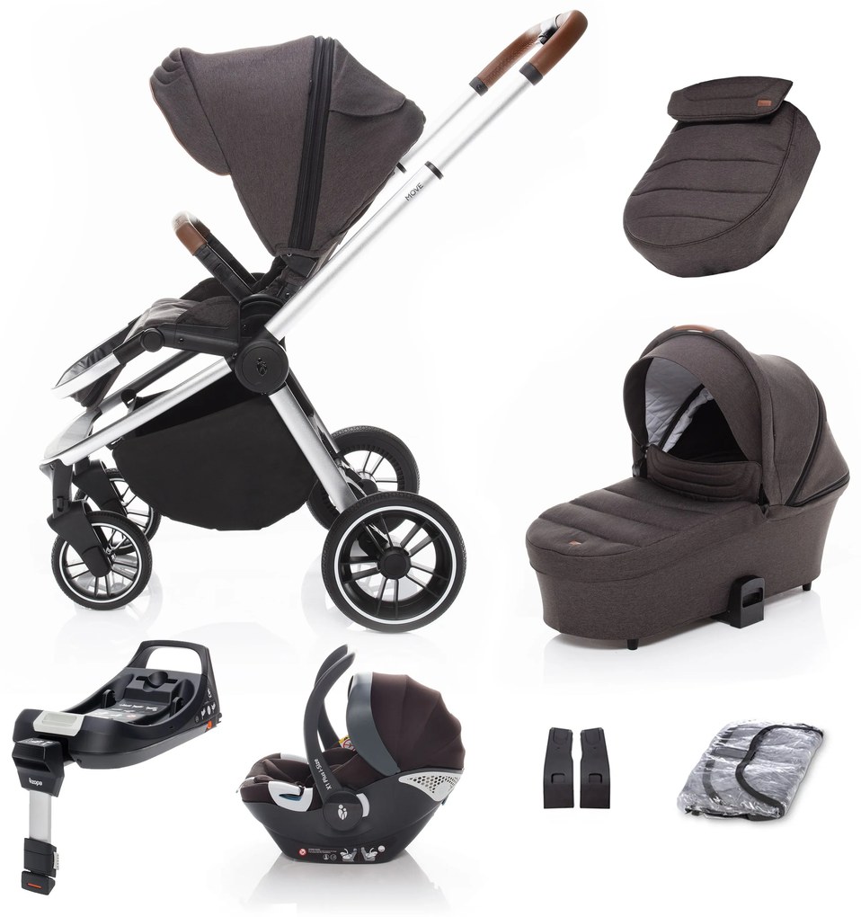 SET kočík Move+ vanička+adaptéry+autosedačka+báza,Rocky Grey/Silver