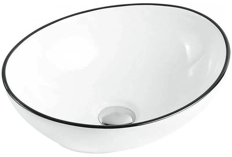 Mexen ELZA umývadlo, 40x34 cm, biela s čiernym okrajom, 21014007