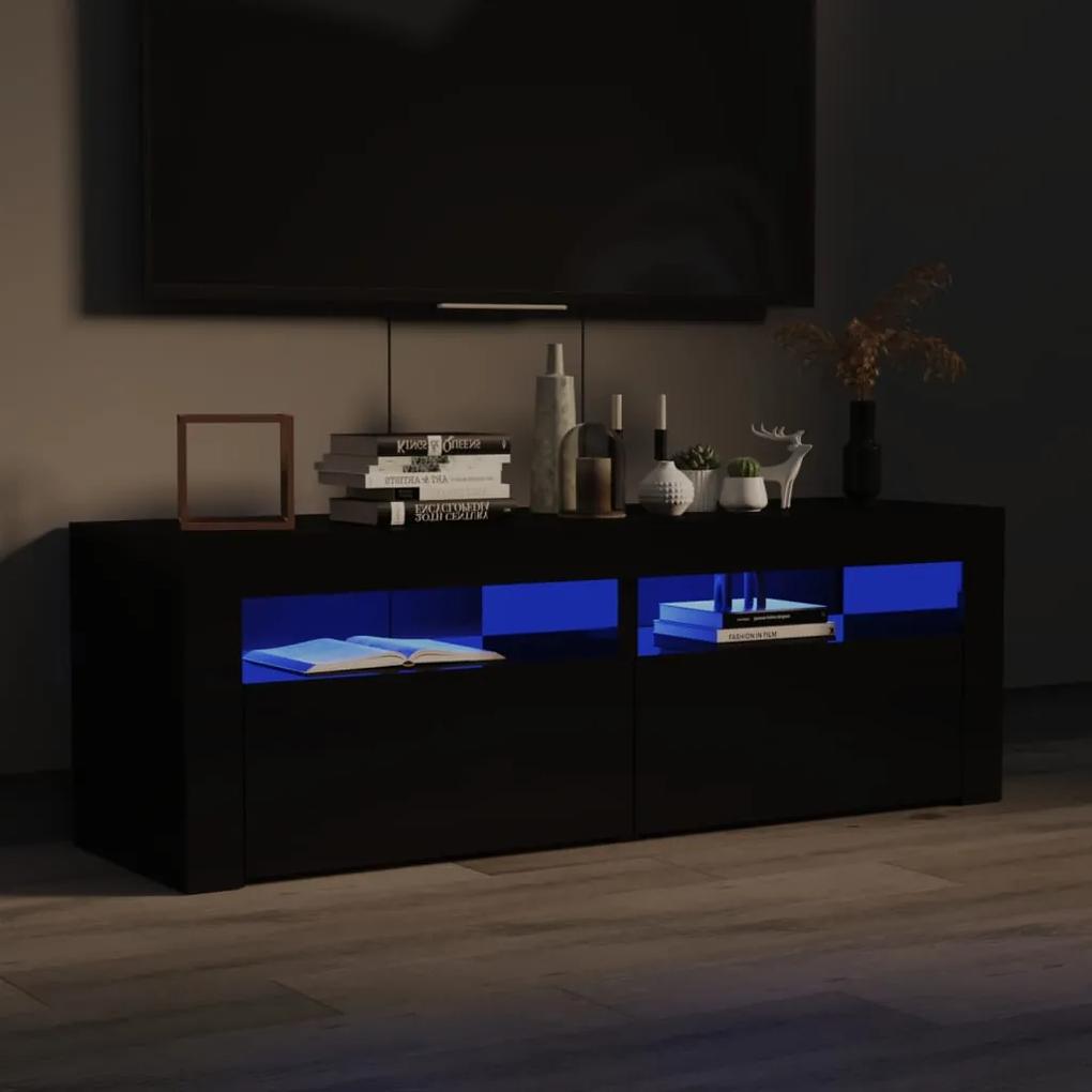 vidaXL TV skrinka s LED svetlami vysokolesklá čierna 120x35x40 cm
