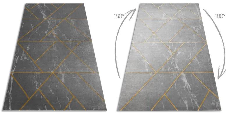Dywany Łuszczów Kusový koberec Emerald geometric 1012 grey and gold - 140x190 cm