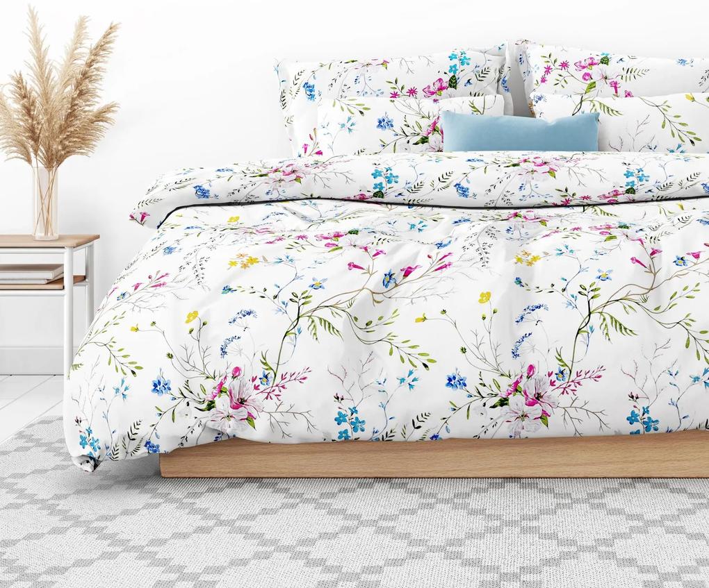 Goldea bavlnené posteľné obliečky - maľované lúčne kvety 200 x 200 a 2ks 70 x 90 cm (šev v strede)