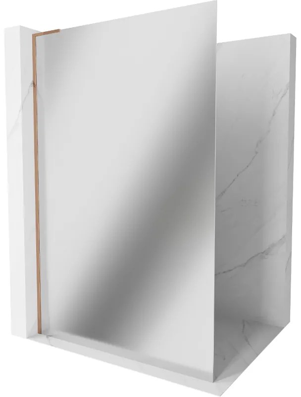Mexen Kioto L, sprchová zástena Walk-In 90 x 200 cm, 8mm sklo vzor zrkadlo, ružové zlato profil, 800-090-103-60-50