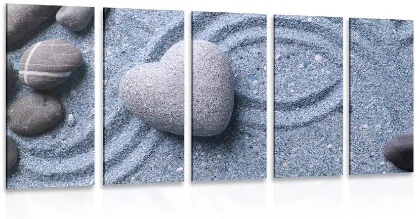 5-dielny obraz srdce z kameňa na piesočnatom pozadí Varianta: 100x50