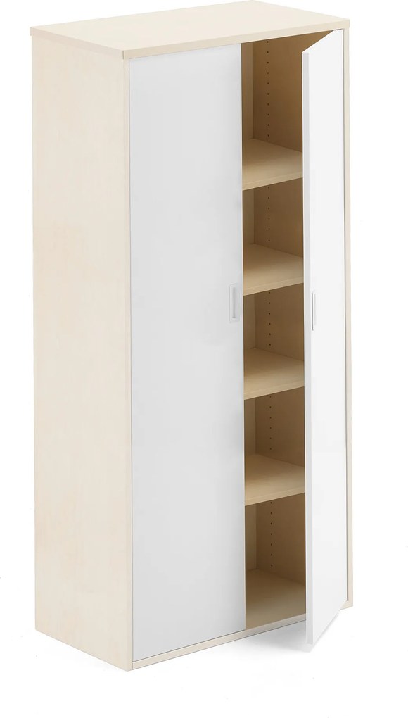 Kancelárska skriňa Modulus, 2000x800x400 mm, breza / biela