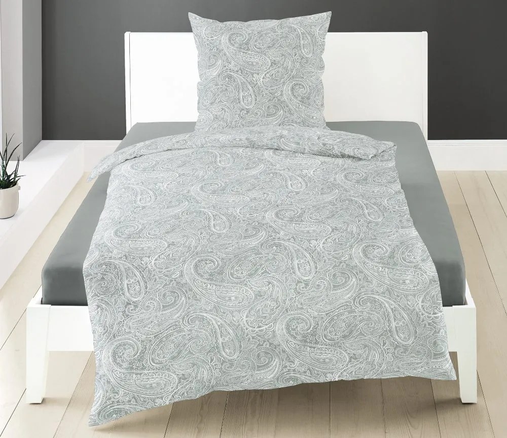 Bierbaum obliečka bavlnený satén 3684 Paisley Grey - 200x220 / 2x70x90 cm