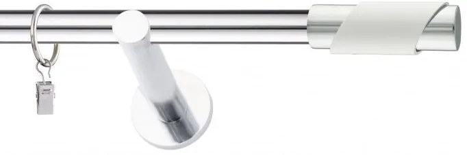 Dekorstudio Chrómová jednoradová garniža biely PARIS 19mm Dĺžka: 120cm, Typ uchytenia: Držiak modern, Typ príslušenstva: Bez príslušenstva