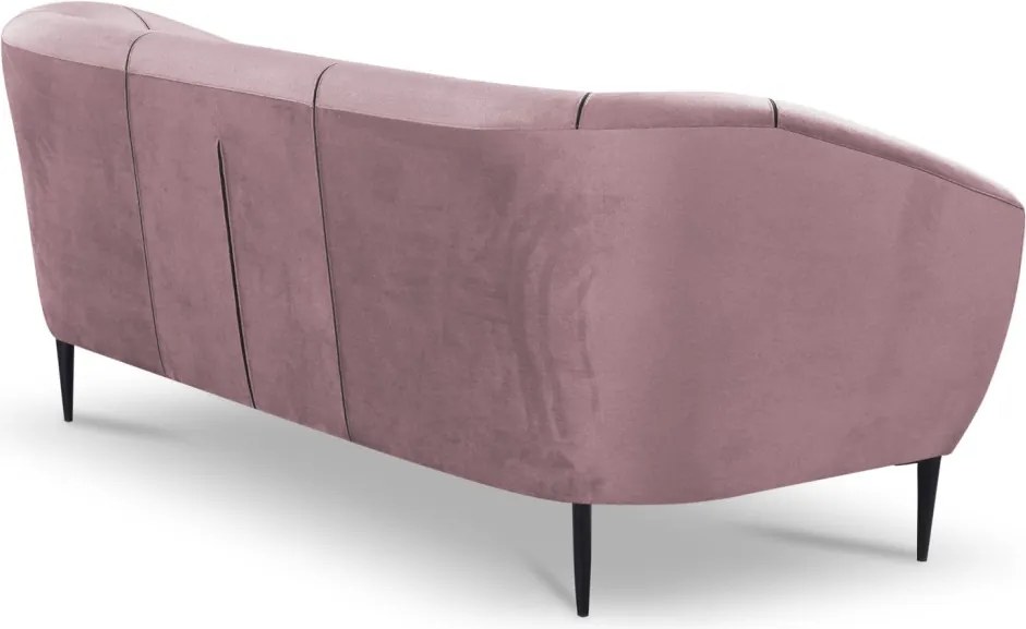 Trojmiestna pohovka Olivio, svetle ružová zamatová látka