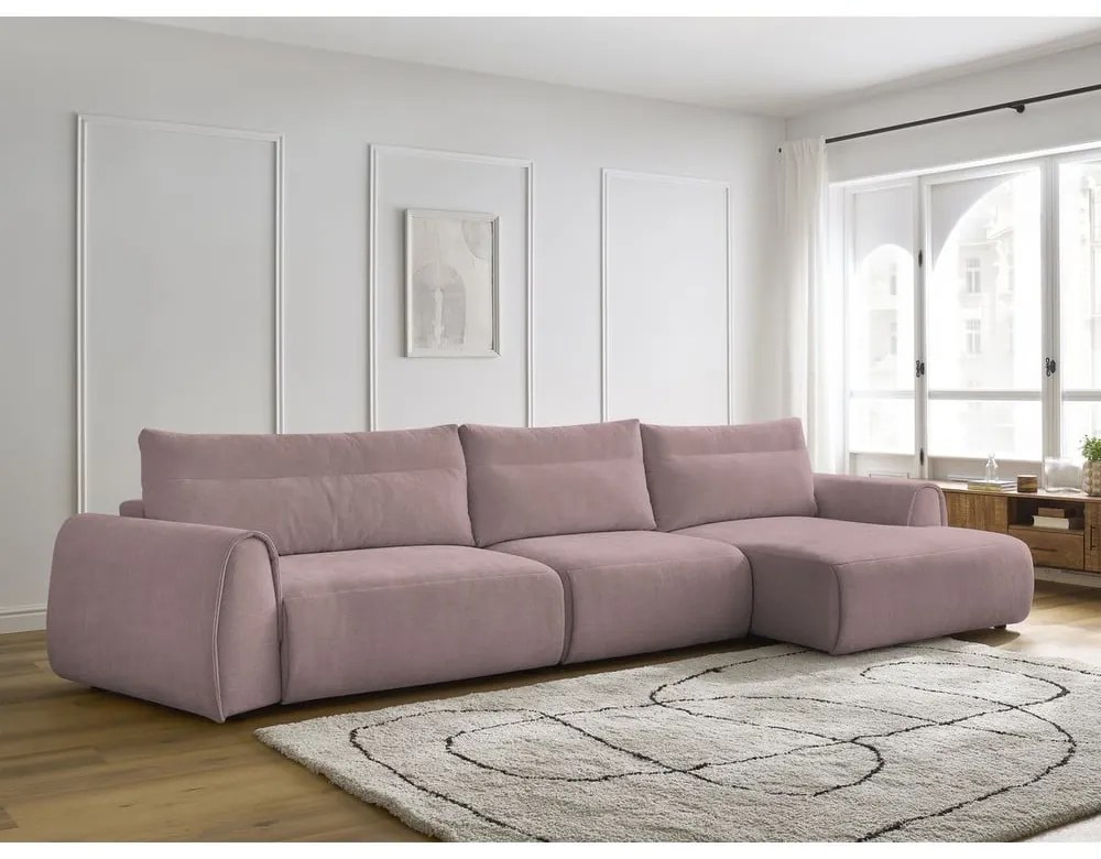 Svetloružová rohová pohovka Aden – Bobochic Paris