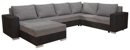 Čalúnená univerzálna rozkladacia sedacia súprava do U YORK sivá/béžová/hnedá