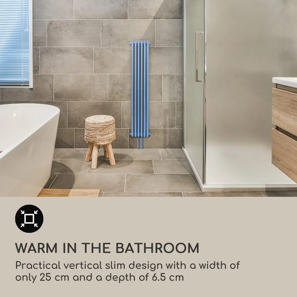Blumfeldt Delgado, 120 x 25, radiátor, kúpeľňový radiátor, rúrkový radiátor, 508W, teplá voda, 1/2