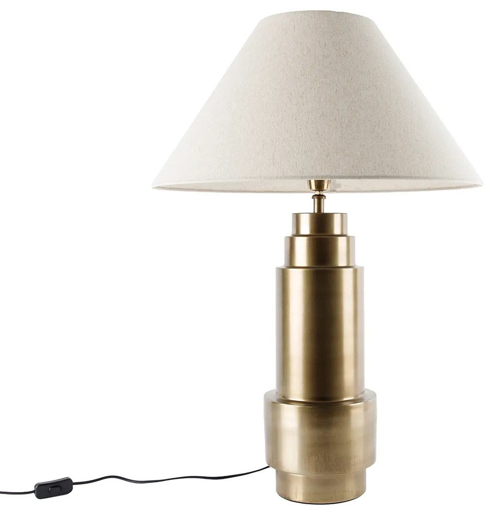Stolná lampa bronzová s tienidlom z látky béžová 55 cm - Bruut