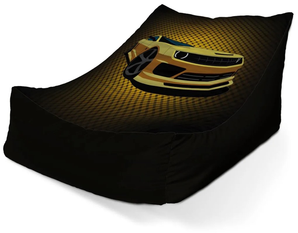 Sablio Sedací vak Lounge Chevrolet Camaro Žltá mriežka - 120 x 100 x 80 cm