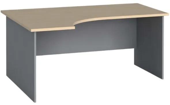 Ergonomický kancelársky pracovný stôl PRIMO FLEXI, 160x120 cm, sivá / breza, ľavý