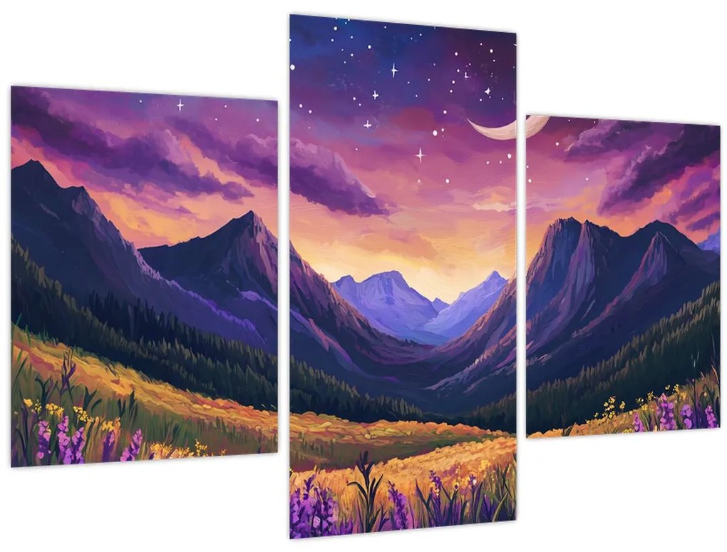 Obraz - Fialová krajina (90x60 cm)